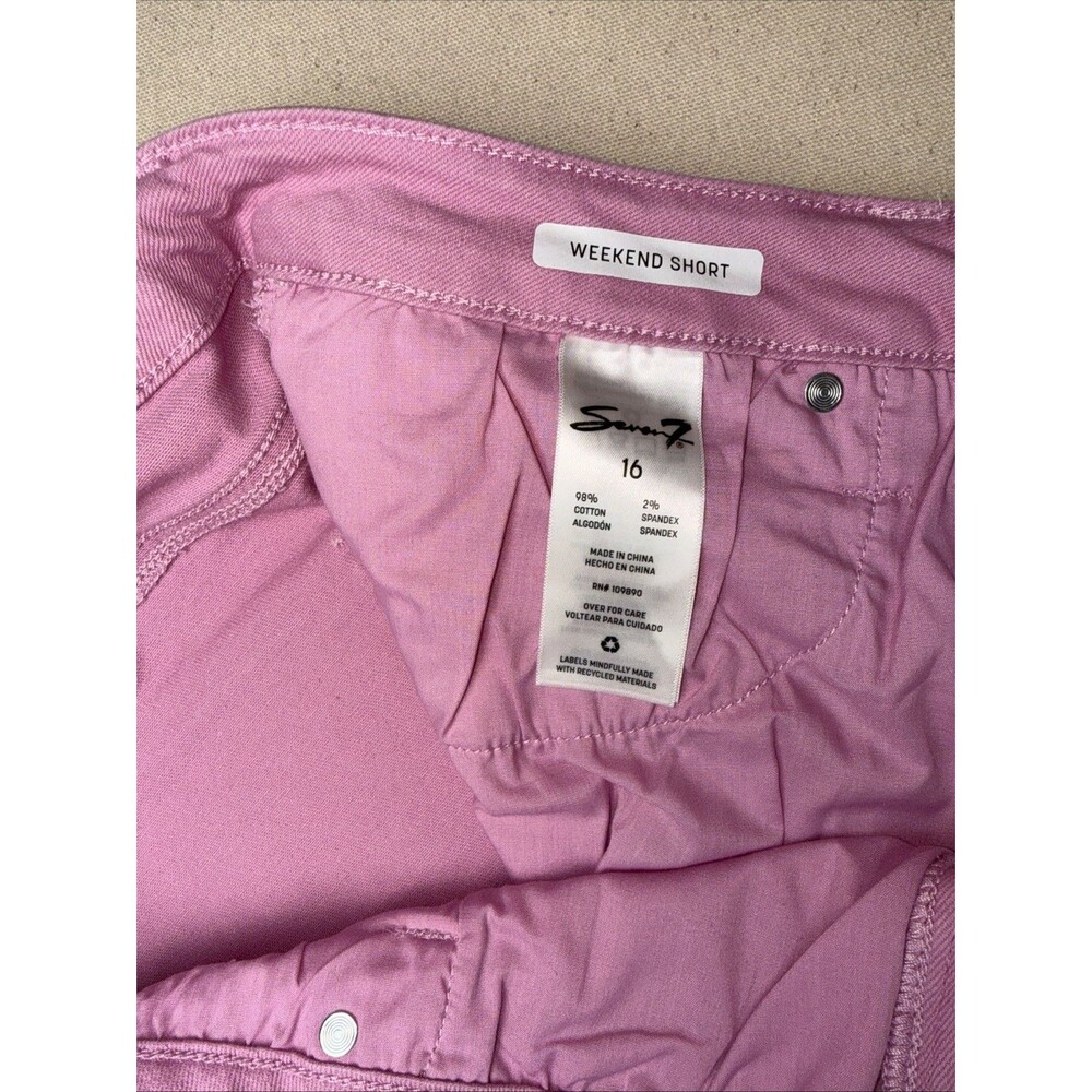 Seven7 Women's 16 Weekend Shorts Denim Stretch Pink NWT Frayed Slit-Side - Picture 6 of 11